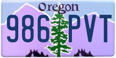 OR license plate 986PVT