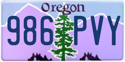 OR license plate 986PVY
