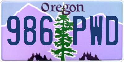 OR license plate 986PWD