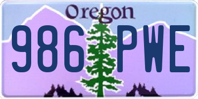 OR license plate 986PWE