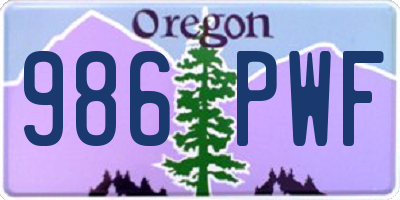 OR license plate 986PWF