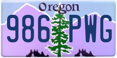 OR license plate 986PWG
