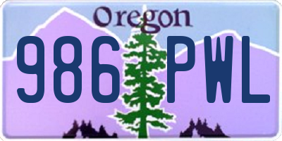 OR license plate 986PWL
