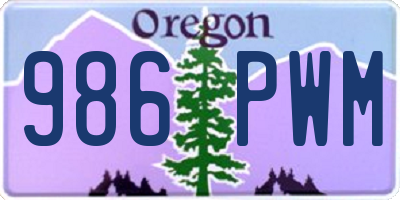OR license plate 986PWM