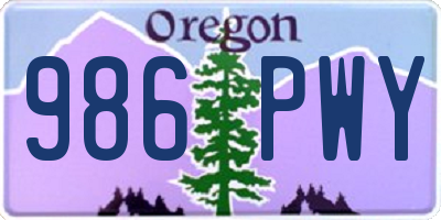 OR license plate 986PWY