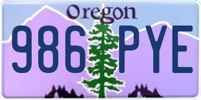 OR license plate 986PYE