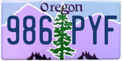 OR license plate 986PYF