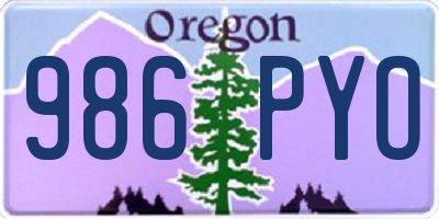 OR license plate 986PYO