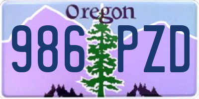OR license plate 986PZD