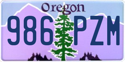 OR license plate 986PZM