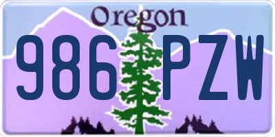 OR license plate 986PZW