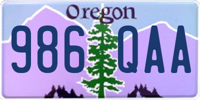 OR license plate 986QAA