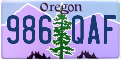 OR license plate 986QAF