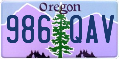 OR license plate 986QAV