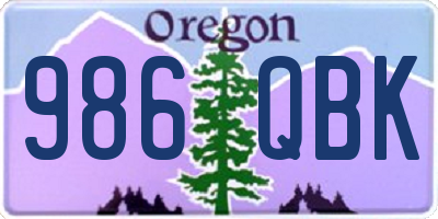 OR license plate 986QBK