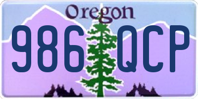 OR license plate 986QCP