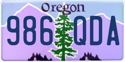 OR license plate 986QDA