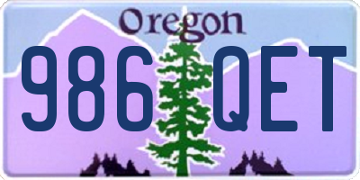 OR license plate 986QET