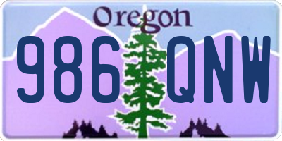 OR license plate 986QNW