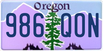OR license plate 986QON