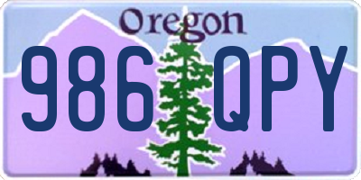 OR license plate 986QPY