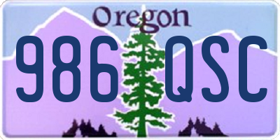 OR license plate 986QSC