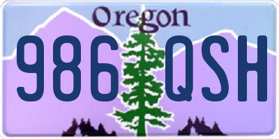 OR license plate 986QSH