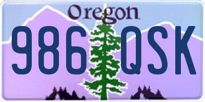 OR license plate 986QSK