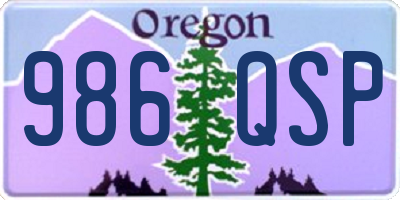 OR license plate 986QSP