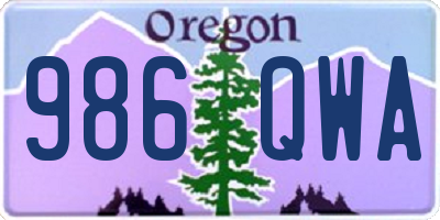 OR license plate 986QWA
