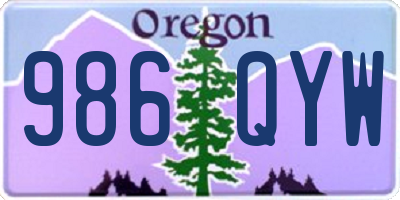 OR license plate 986QYW