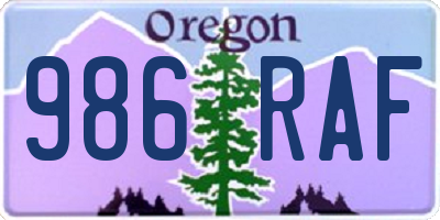 OR license plate 986RAF