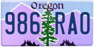 OR license plate 986RAO