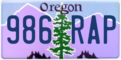 OR license plate 986RAP