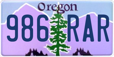 OR license plate 986RAR