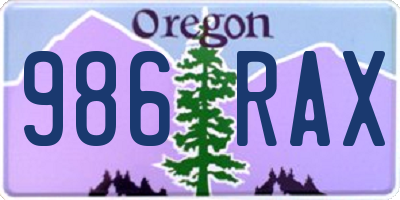 OR license plate 986RAX