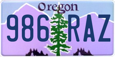 OR license plate 986RAZ