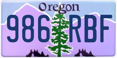OR license plate 986RBF