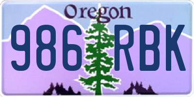 OR license plate 986RBK