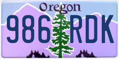 OR license plate 986RDK