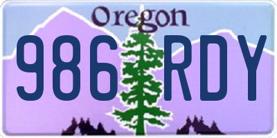 OR license plate 986RDY