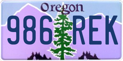OR license plate 986REK