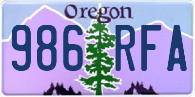 OR license plate 986RFA