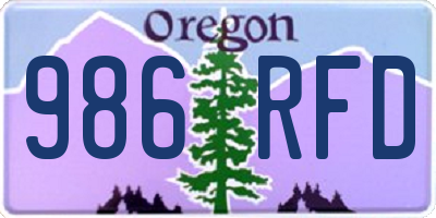 OR license plate 986RFD