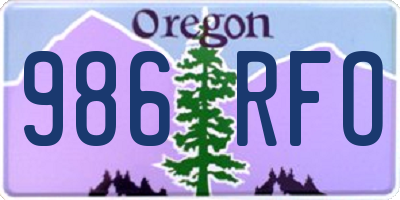 OR license plate 986RFO
