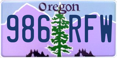 OR license plate 986RFW