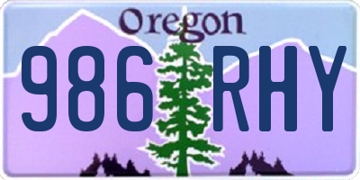 OR license plate 986RHY