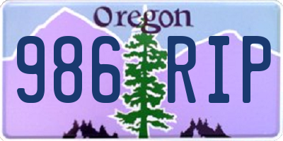 OR license plate 986RIP