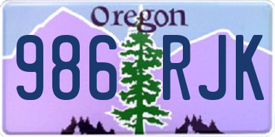 OR license plate 986RJK