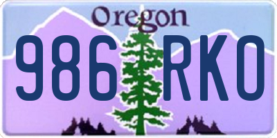 OR license plate 986RKO